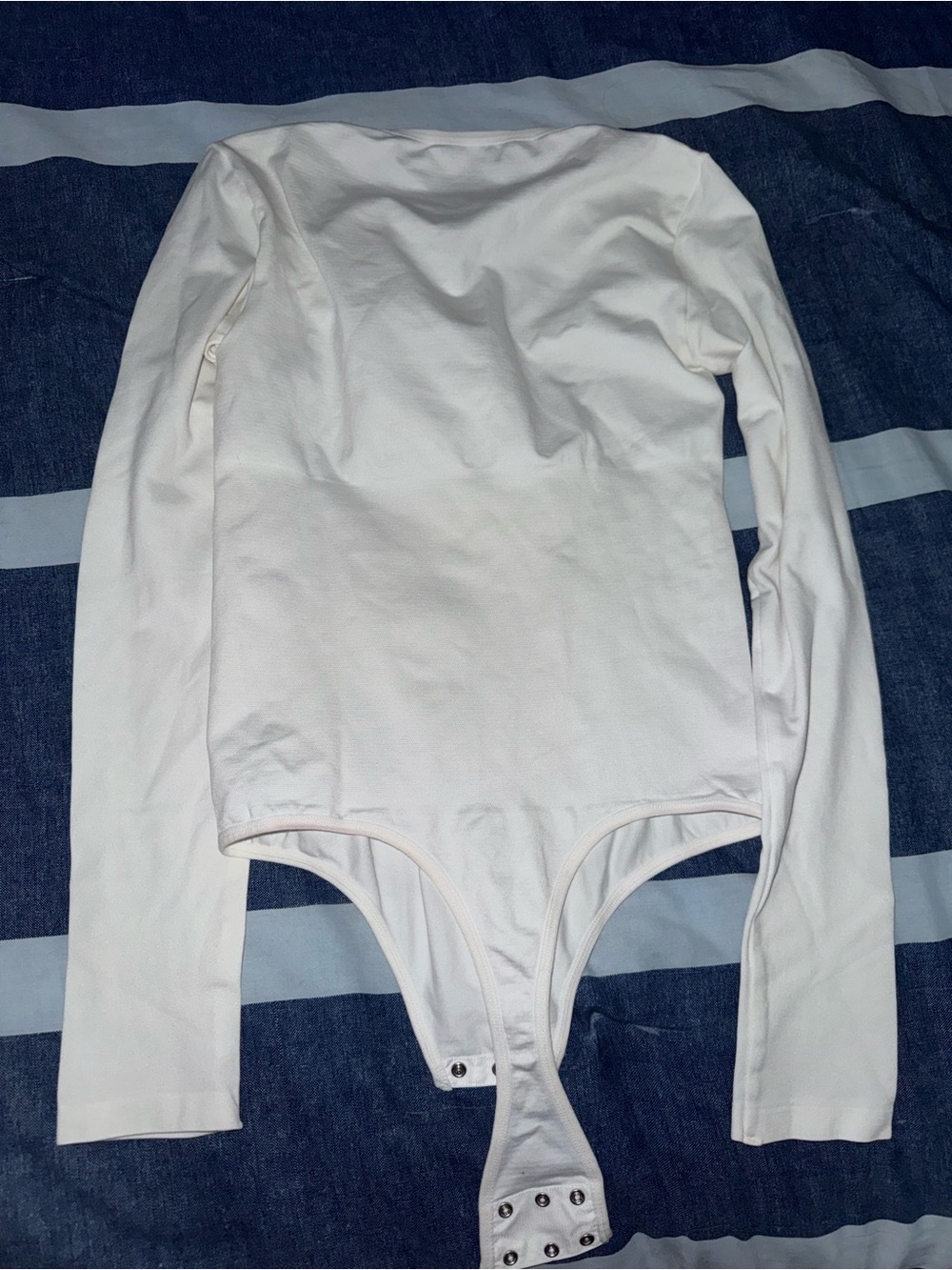 Long Sleeve Snap-Closure Bodysuit in White